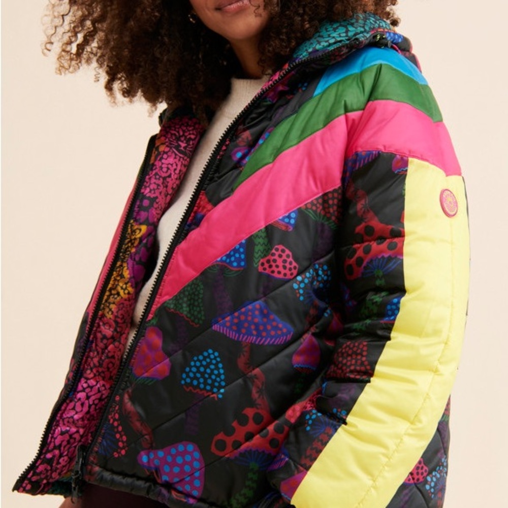 FARM RIO Neon Mushroom & Leopard Coat Reversible! 🍄🐆